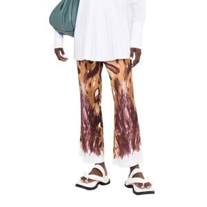 MARNI Wild Bunch Sablé Satin Flared Pyjama Pants IT 36 XS Cropped Graphic Print